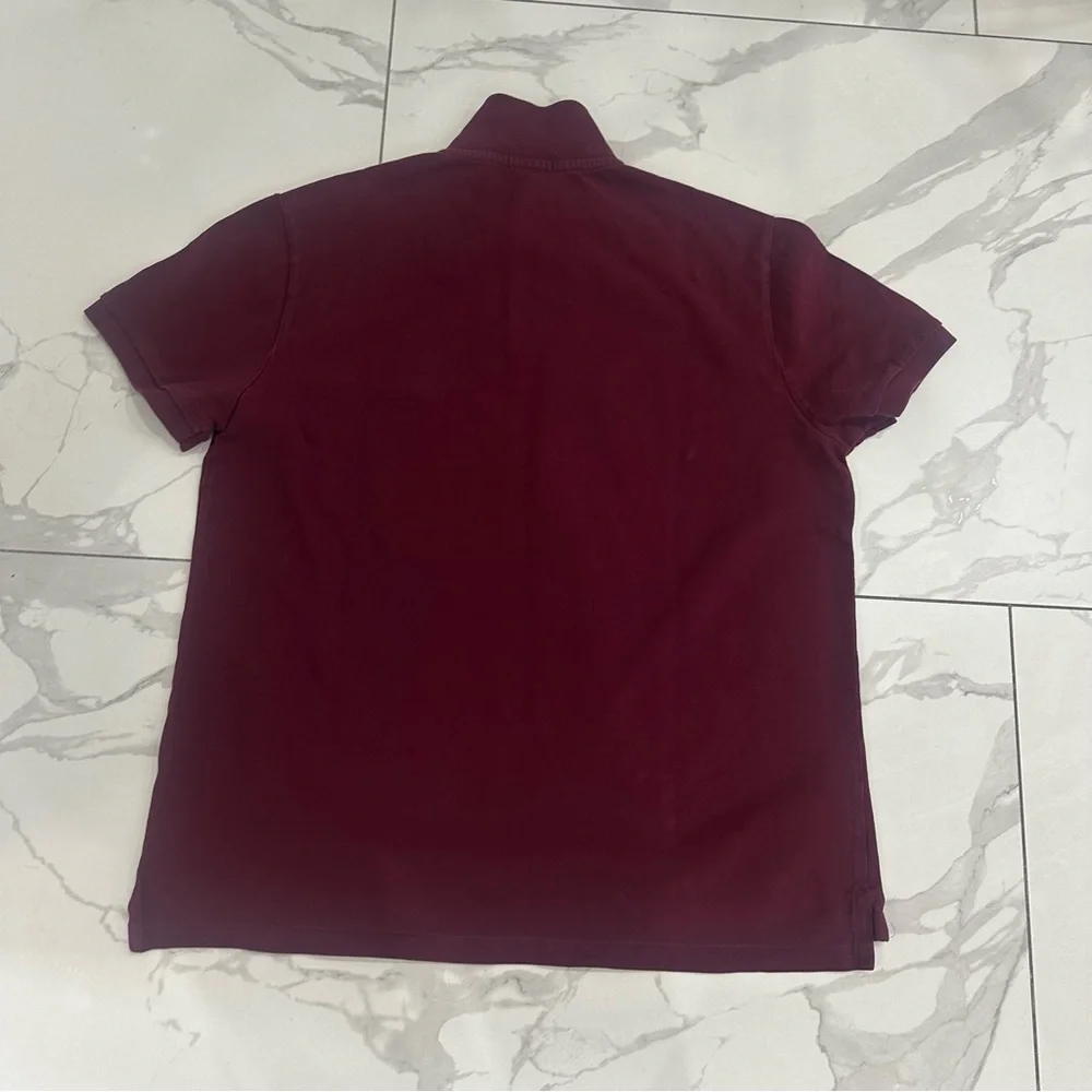 Polo Ralph Lauren Men's Sz XL Burgundy Polo Bear Custom Slim Fit Mesh Polo Shirt